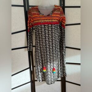 J Teens Kurti Kurta. Girls size 40. Black antique phone print w/ colorful yoke.